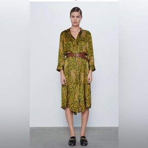 Zara Tiger 🐅 Print Satin Dress Large